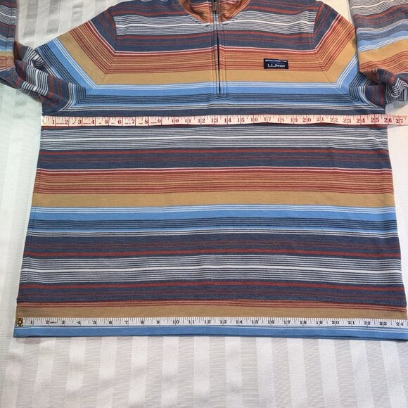 LL Bean Traditional Fit Multicolor Striped Pullover Sweatshirt Men’s XL 1/4 Zip - Picture 5 of 11